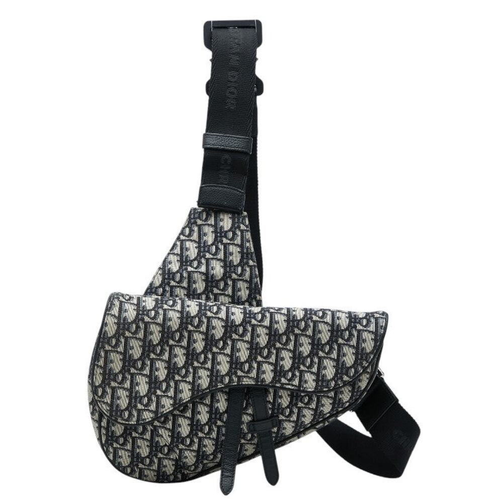 Dior Oblique Saddle Canvas Leather Belt Bag Black